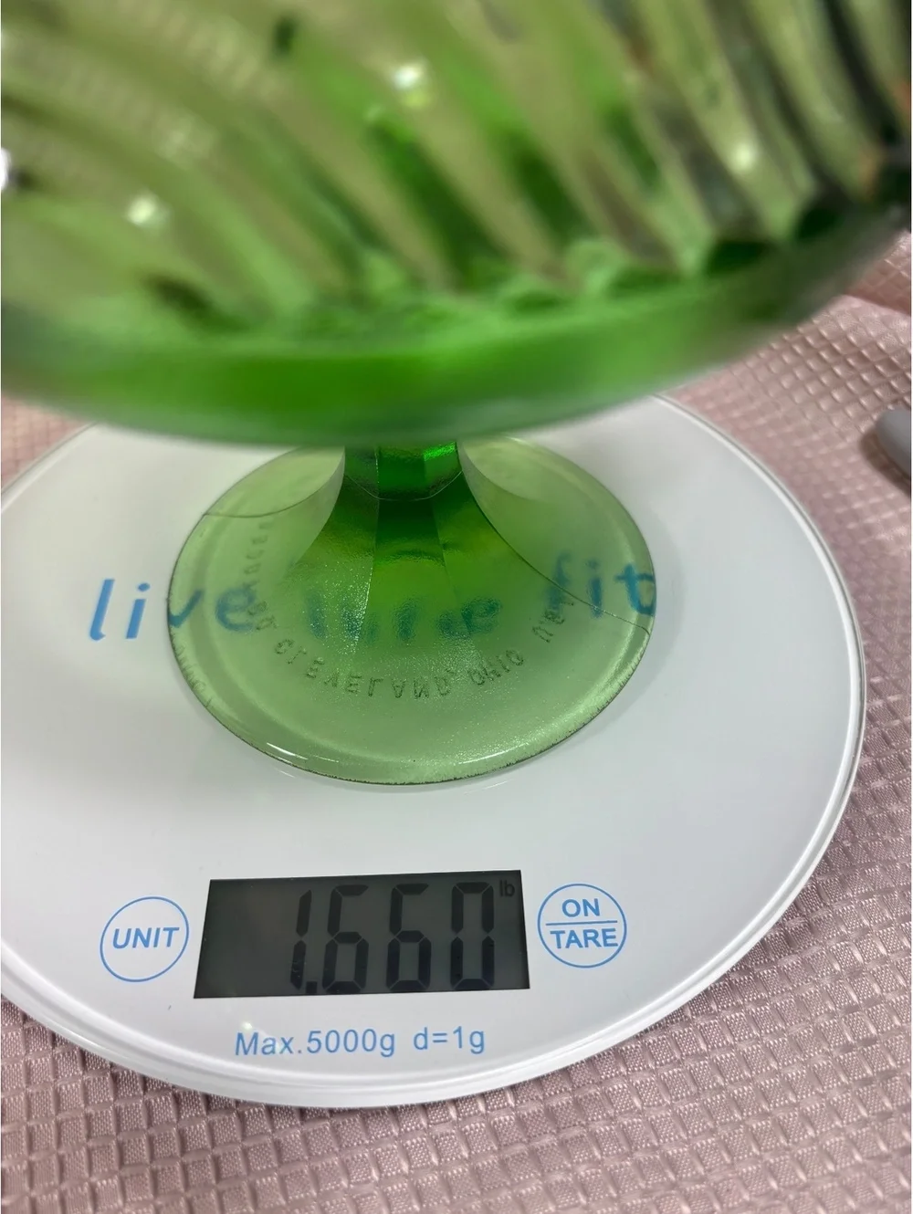 Vintage E. O. Brody Co EMERALD GREEN Glass Pedestal Candy Bowl Dish swirl